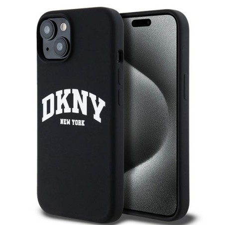 Etui DKNY Liquid Silicone White Printed Logo MagSafe na iPhone 14 / 15 / 13 - czarne Etui DKNY Liquid Silicone White Printed Logo MagSafe na iPhone 14 / 15 / 13 - czarne