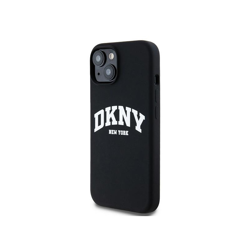 Etui DKNY Liquid Silicone White Printed Logo MagSafe na iPhone 14 / 15 / 13 - czarne