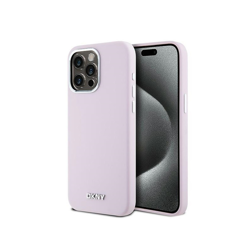 Etui DKNY Liquid Silicone Small Metal Logo MagSafe na iPhone 14 Pro Max - różowe