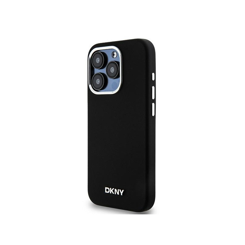 Etui DKNY Liquid Silicone Small Metal Logo MagSafe na iPhone 15 Pro - czarne