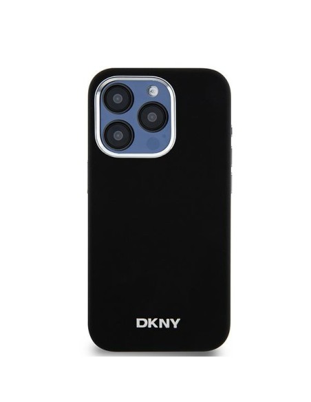 Etui DKNY Liquid Silicone Small Metal Logo MagSafe na iPhone 15 Pro - czarne Etui DKNY Liquid Silicone Small Metal Logo MagSafe na iPhone 15 Pro - czarne