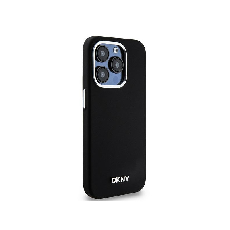 Etui DKNY Liquid Silicone Small Metal Logo MagSafe na iPhone 15 Pro - czarne