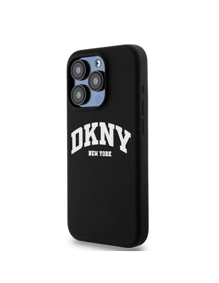 Etui DKNY Liquid Silicone White Printed Logo MagSafe na iPhone 15 Pro - czarne Etui DKNY Liquid Silicone White Printed Logo MagSafe na iPhone 15 Pro - czarne