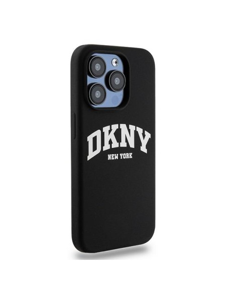 Etui DKNY Liquid Silicone White Printed Logo MagSafe na iPhone 15 Pro - czarne Etui DKNY Liquid Silicone White Printed Logo MagSafe na iPhone 15 Pro - czarne