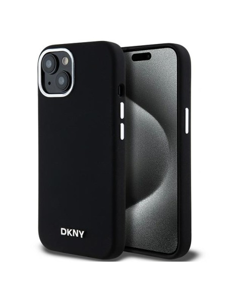 Etui DKNY Liquid Silicone Small Metal Logo MagSafe na iPhone 15 Plus / 14 Plus - czarne Etui DKNY Liquid Silicone Small Metal Logo MagSafe na iPhone 15 Plus / 14 Plus - czarne