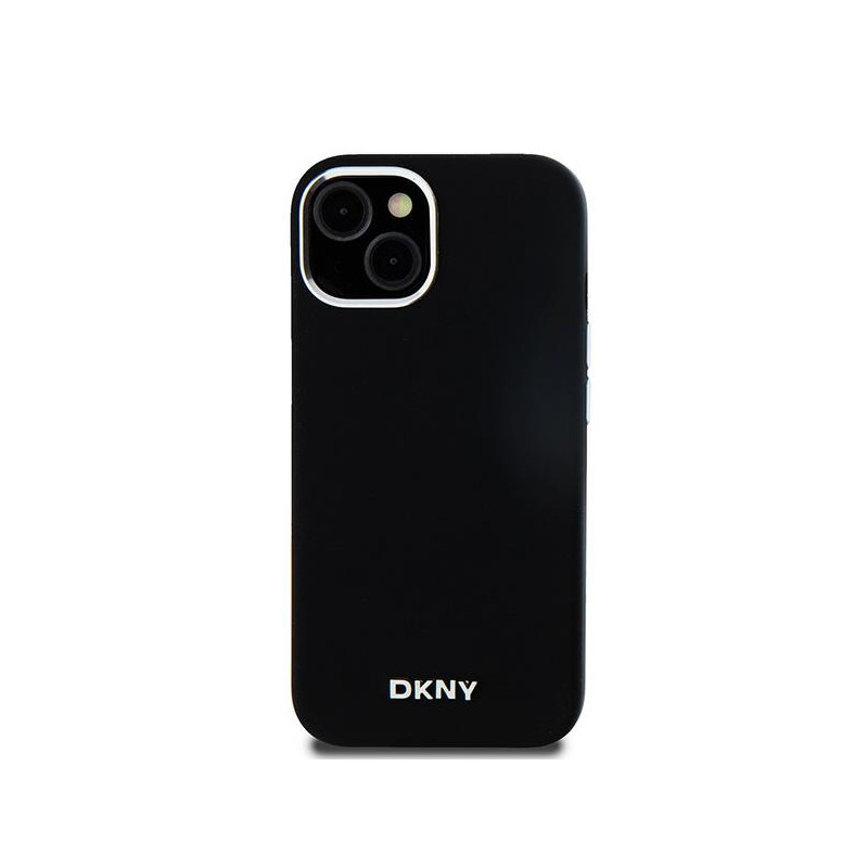 Etui DKNY Liquid Silicone Small Metal Logo MagSafe na iPhone 15 Plus / 14 Plus - czarne