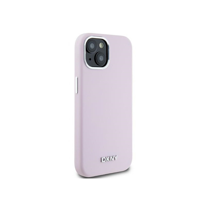 Etui DKNY Liquid Silicone Small Metal Logo MagSafe na iPhone 15 / 14 / 13 - różowe