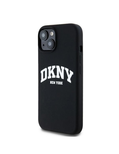 Etui DKNY Liquid Silicone White Printed Logo MagSafe na iPhone 15 / 14 / 13 - czarne Etui DKNY Liquid Silicone White Printed Logo MagSafe na iPhone 15 / 14 / 13 - czarne