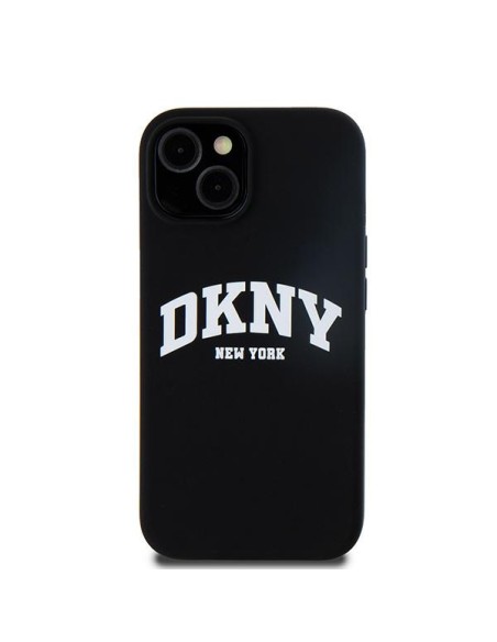 Etui DKNY Liquid Silicone White Printed Logo MagSafe na iPhone 15 / 14 / 13 - czarne Etui DKNY Liquid Silicone White Printed Logo MagSafe na iPhone 15 / 14 / 13 - czarne