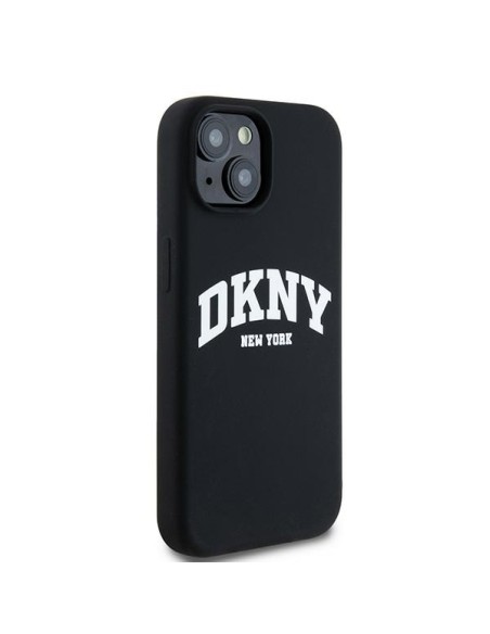 Etui DKNY Liquid Silicone White Printed Logo MagSafe na iPhone 15 / 14 / 13 - czarne Etui DKNY Liquid Silicone White Printed Logo MagSafe na iPhone 15 / 14 / 13 - czarne