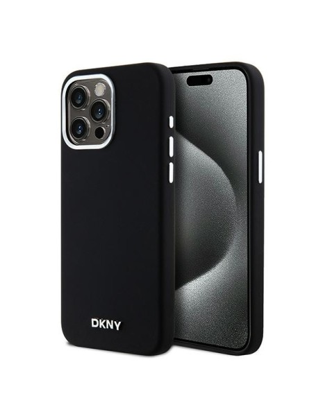 Etui DKNY Liquid Silicone Small Metal Logo MagSafe na iPhone 15 Pro Max - czarne Etui DKNY Liquid Silicone Small Metal Logo MagSafe na iPhone 15 Pro Max - czarne