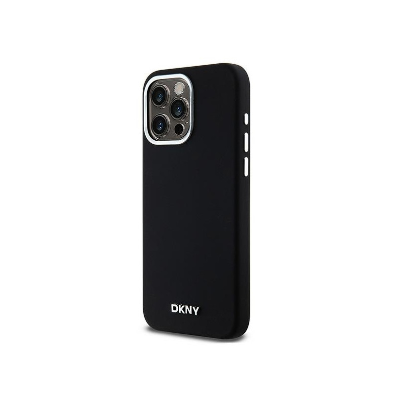 Etui DKNY Liquid Silicone Small Metal Logo MagSafe na iPhone 15 Pro Max - czarne