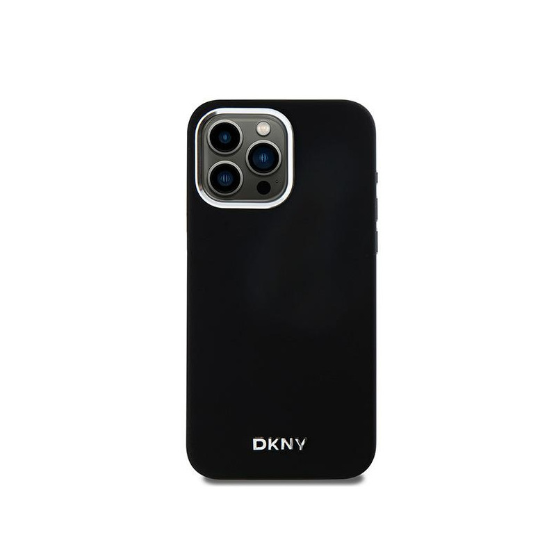 Etui DKNY Liquid Silicone Small Metal Logo MagSafe na iPhone 15 Pro Max - czarne