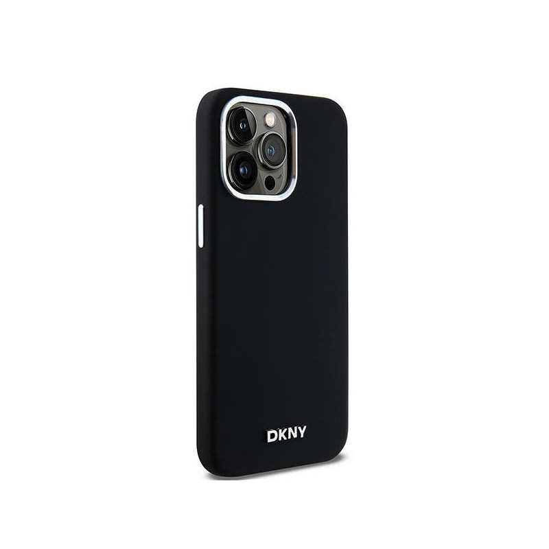 Etui DKNY Liquid Silicone Small Metal Logo MagSafe na iPhone 15 Pro Max - czarne