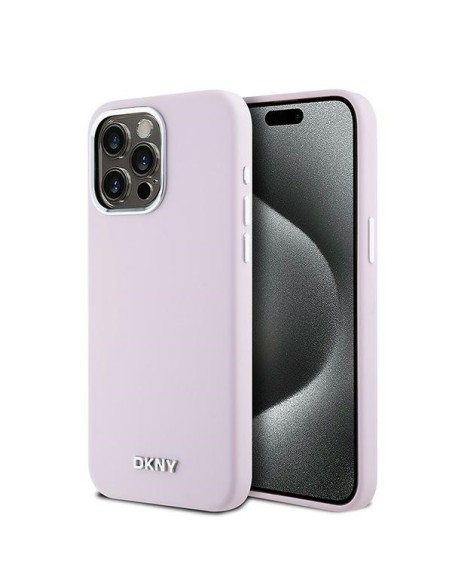 Etui DKNY Liquid Silicone Small Metal Logo MagSafe na iPhone 15 Pro Max - różowe Etui DKNY Liquid Silicone Small Metal Logo MagSafe na iPhone 15 Pro Max - różowe