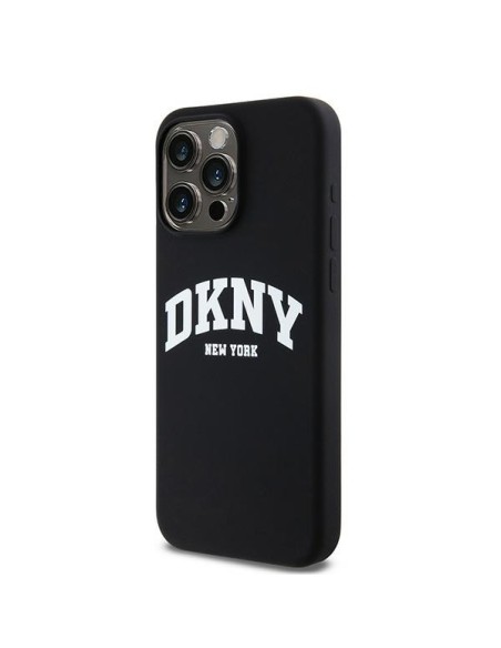Etui DKNY Liquid Silicone White Printed Logo MagSafe na iPhone 15 Pro Max - czarne Etui DKNY Liquid Silicone White Printed Logo MagSafe na iPhone 15 Pro Max - czarne
