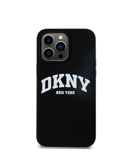 Etui DKNY Liquid Silicone White Printed Logo MagSafe na iPhone 15 Pro Max - czarne Etui DKNY Liquid Silicone White Printed Logo MagSafe na iPhone 15 Pro Max - czarne