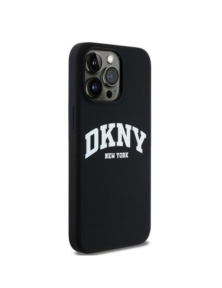 Etui DKNY Liquid Silicone White Printed Logo MagSafe na iPhone 15 Pro Max - czarne Etui DKNY Liquid Silicone White Printed Logo MagSafe na iPhone 15 Pro Max - czarne