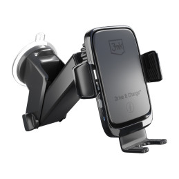 Uchwyt 3mk Drive & Charge do samochodu na telefon na kratkę / szybę / kokpit z ładowarką indukcyjną - czarny