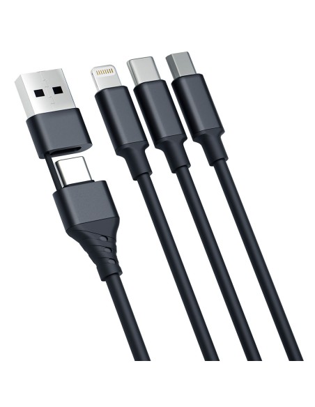 Kabel 3mk Hyper Cable 3w1 USB-A - USB-C / USB-C - micro USB - Lightning 1.5m - czarny Kabel 3mk Hyper Cable 3w1 USB-A - USB-C / USB-C - micro USB - Lightning 1.5m - czarny