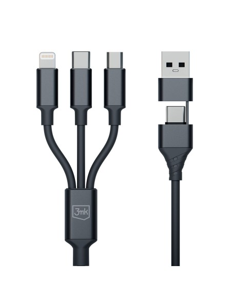 Kabel 3mk Hyper Cable 3w1 USB-A - USB-C / USB-C - micro USB - Lightning 1.5m - czarny Kabel 3mk Hyper Cable 3w1 USB-A - USB-C / USB-C - micro USB - Lightning 1.5m - czarny