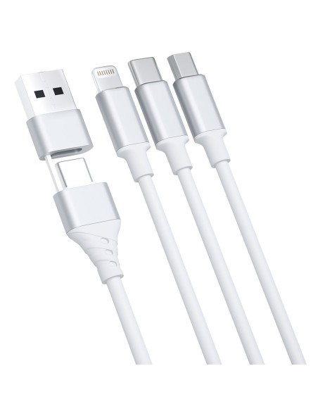 Kabel 3mk Hyper Cable 3w1 USB-A - USB-C / USB-C - micro USB - Lightning 1.5m - biały Kabel 3mk Hyper Cable 3w1 USB-A - USB-C / USB-C - micro USB - Lightning 1.5m - biały