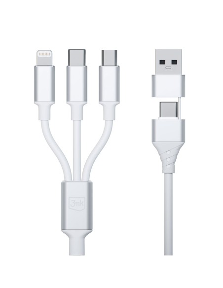 Kabel 3mk Hyper Cable 3w1 USB-A - USB-C / USB-C - micro USB - Lightning 1.5m - biały Kabel 3mk Hyper Cable 3w1 USB-A - USB-C / USB-C - micro USB - Lightning 1.5m - biały