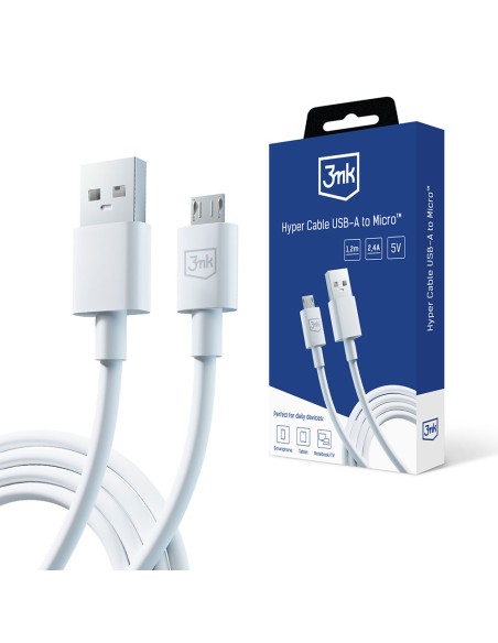 Kabel 3mk Hyper Cable USB-A / micro USB 5V 2,4A 1.2m - biały Kabel 3mk Hyper Cable USB-A / micro USB 5V 2,4A 1.2m - biały