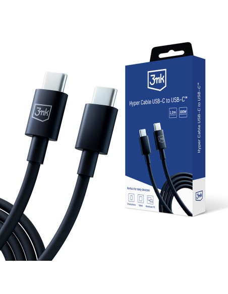Kabel 3mk Hyper Cable USB-C / USB-C 100W 1.2m - czarny Kabel 3mk Hyper Cable USB-C / USB-C 100W 1.2m - czarny
