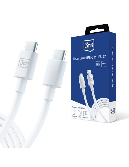 Kabel 3mk Hyper Cable USB-C / USB-C 100W 1.2m - biały Kabel 3mk Hyper Cable USB-C / USB-C 100W 1.2m - biały