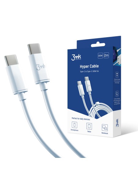 Kabel 3mk Hyper Cable USB-C / USB-C 100W 2m - biały Kabel 3mk Hyper Cable USB-C / USB-C 100W 2m - biały