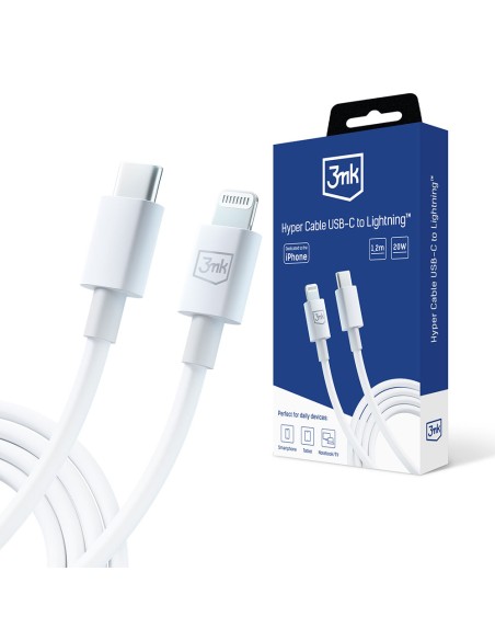 Kabel 3mk Hyper Cable USB-C / Lightning 20W 1.2m - biały Kabel 3mk Hyper Cable USB-C / Lightning 20W 1.2m - biały