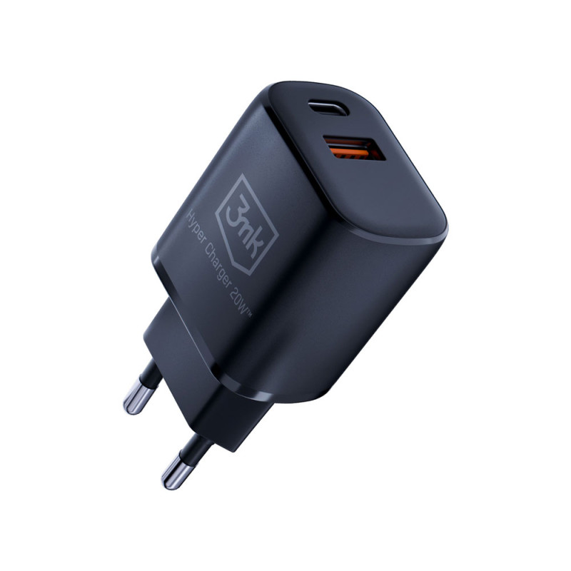 Ładowarka sieciowa 3mk Hyper Charger 20W USB-C USB-A - czarna