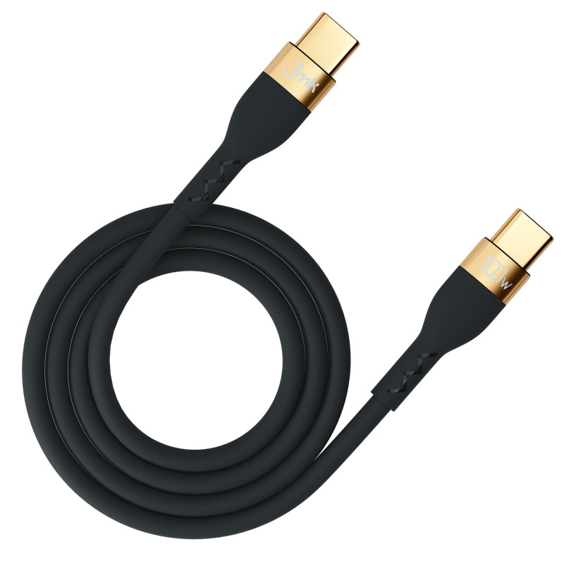 Kabel 3mk Hyper Silicone Cable USB-C / USB-C 100W 2m - czarny