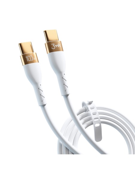 Kabel 3mk Hyper Silicone Cable USB-C / USB-C 100W 2m - biały Kabel 3mk Hyper Silicone Cable USB-C / USB-C 100W 2m - biały