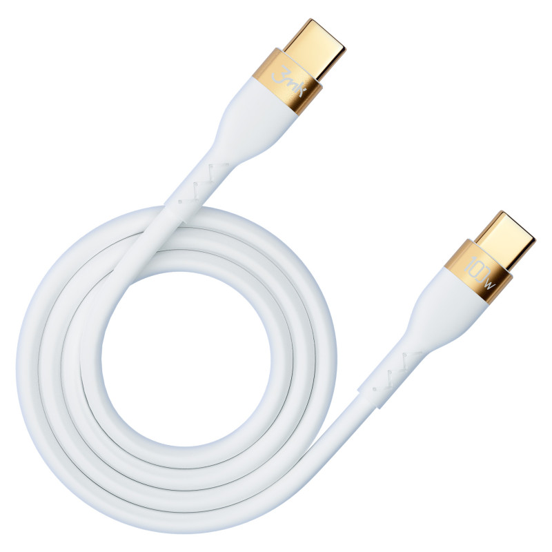 Kabel 3mk Hyper Silicone Cable USB-C / USB-C 100W 2m - biały
