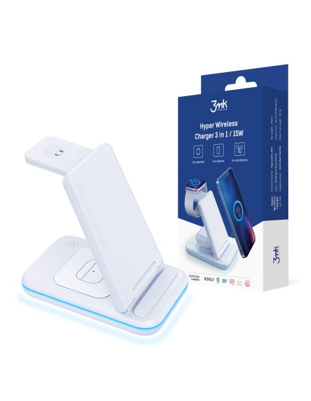 Ładowarka indukcyjna 3mk Hyper Wireless Charger 3w1 15W na smartfon / smartwatch / słuchawki - biała Ładowarka indukcyjna 3mk Hyper Wireless Charger 3w1 15W na smartfon / smartwatch / słuchawki - biała