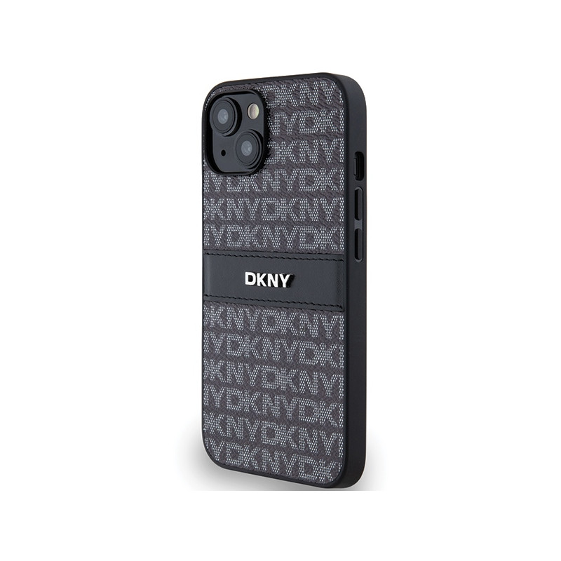 Etui DKNY Leather Mono Stripe & Metal Logo na iPhone 15 / 14 / 13 - czarne