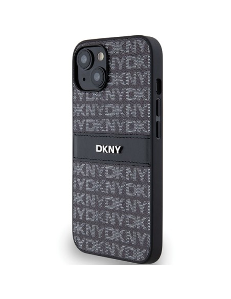 Etui DKNY Leather Mono Stripe & Metal Logo na iPhone 15 / 14 / 13 - czarne Etui DKNY Leather Mono Stripe & Metal Logo na iPhone 15 / 14 / 13 - czarne