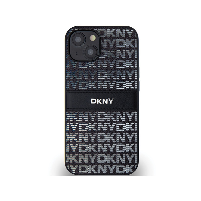 Etui DKNY Leather Mono Stripe & Metal Logo na iPhone 15 / 14 / 13 - czarne
