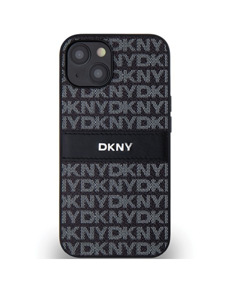 Etui DKNY Leather Mono Stripe & Metal Logo na iPhone 15 / 14 / 13 - czarne Etui DKNY Leather Mono Stripe & Metal Logo na iPhone 15 / 14 / 13 - czarne