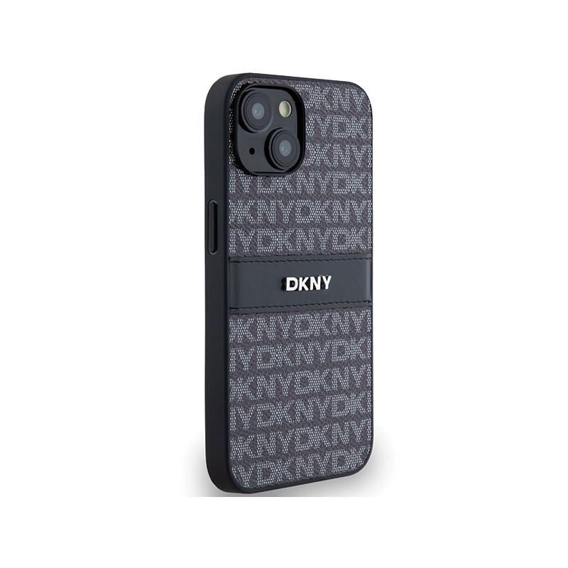 Etui DKNY Leather Mono Stripe & Metal Logo na iPhone 15 / 14 / 13 - czarne