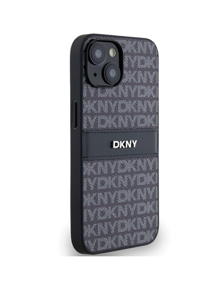 Etui DKNY Leather Mono Stripe & Metal Logo na iPhone 15 / 14 / 13 - czarne Etui DKNY Leather Mono Stripe & Metal Logo na iPhone 15 / 14 / 13 - czarne