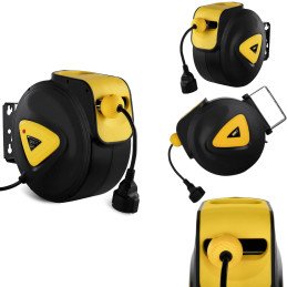 Automatinis vyniotuvas, sieninis kabelio ritė su ilgintuvu AC230V / 10A / 50Hz lizdas, ilgis 11,5m