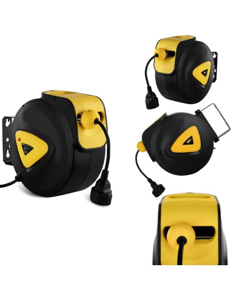 Automatinis vyniotuvas, sieninis kabelio ritė su ilgintuvu AC230V / 10A / 50Hz lizdas, ilgis 11,5m Automatinis vyniotuvas, sieninis kabelio ritė su ilgintuvu AC230V / 10A / 50Hz lizdas, ilgis 11,5m