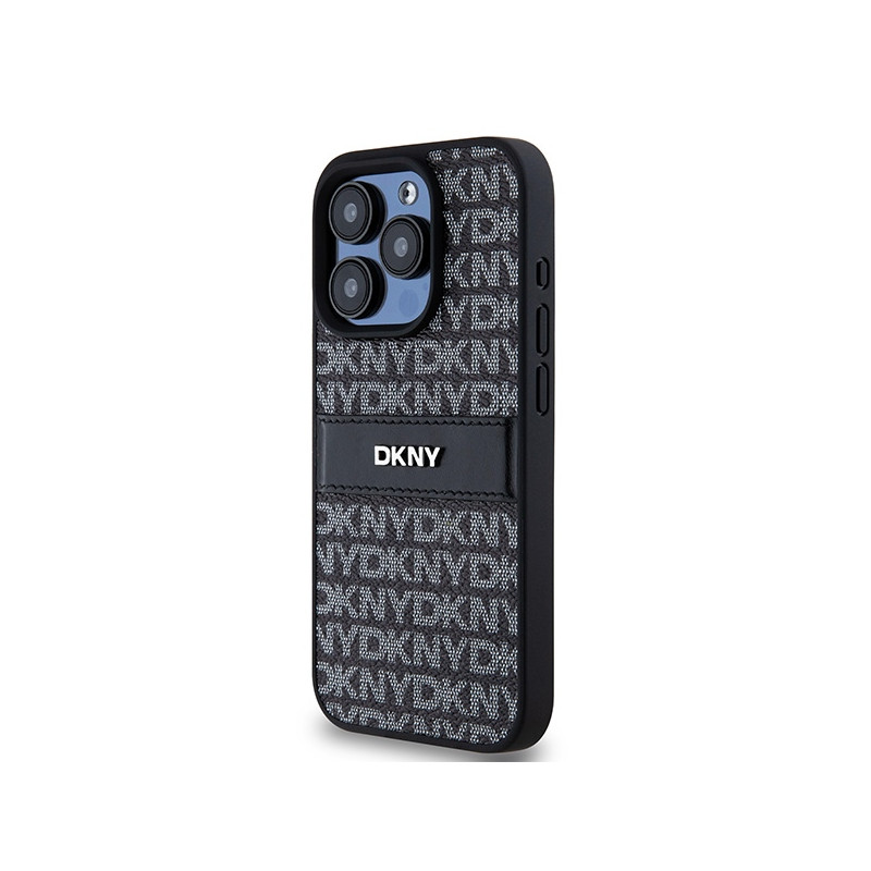 Etui DKNY Leather Mono Stripe & Metal Logo na iPhone 15 Pro Max - czarne