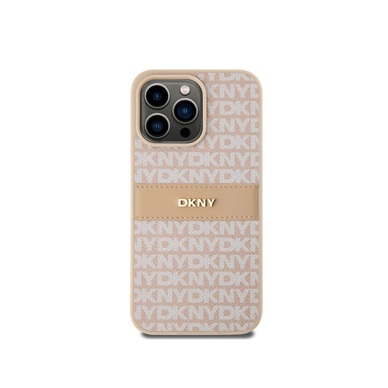 Etui DKNY Leather Mono Stripe & Metal Logo na iPhone 15 Pro Max - różowe