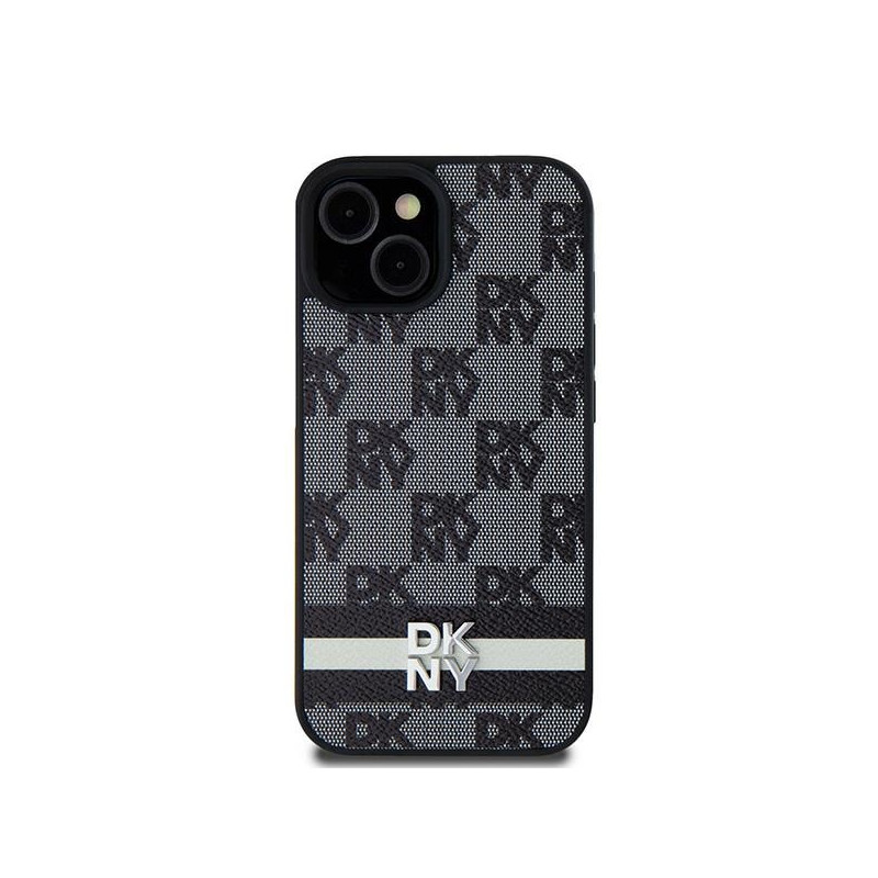 Etui DKNY Leather Checkered Mono Pattern & Printed Stripes na Samsung Galaxy S24 Ultra - czarne
