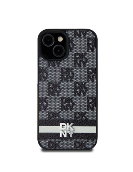 Etui DKNY Leather Checkered Mono Pattern & Printed Stripes na Samsung Galaxy S24 - czarne Etui DKNY Leather Checkered Mono Pattern & Printed Stripes na Samsung Galaxy S24 - czarne