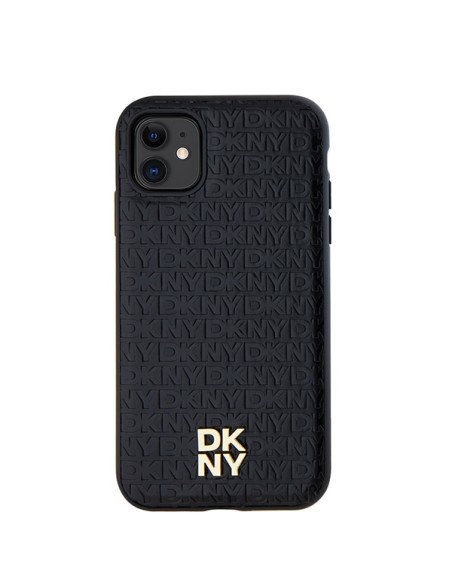 Etui DKNY Leather Monogram Pattern Metal Logo MagSafe na iPhone 11 / Xr - czarne